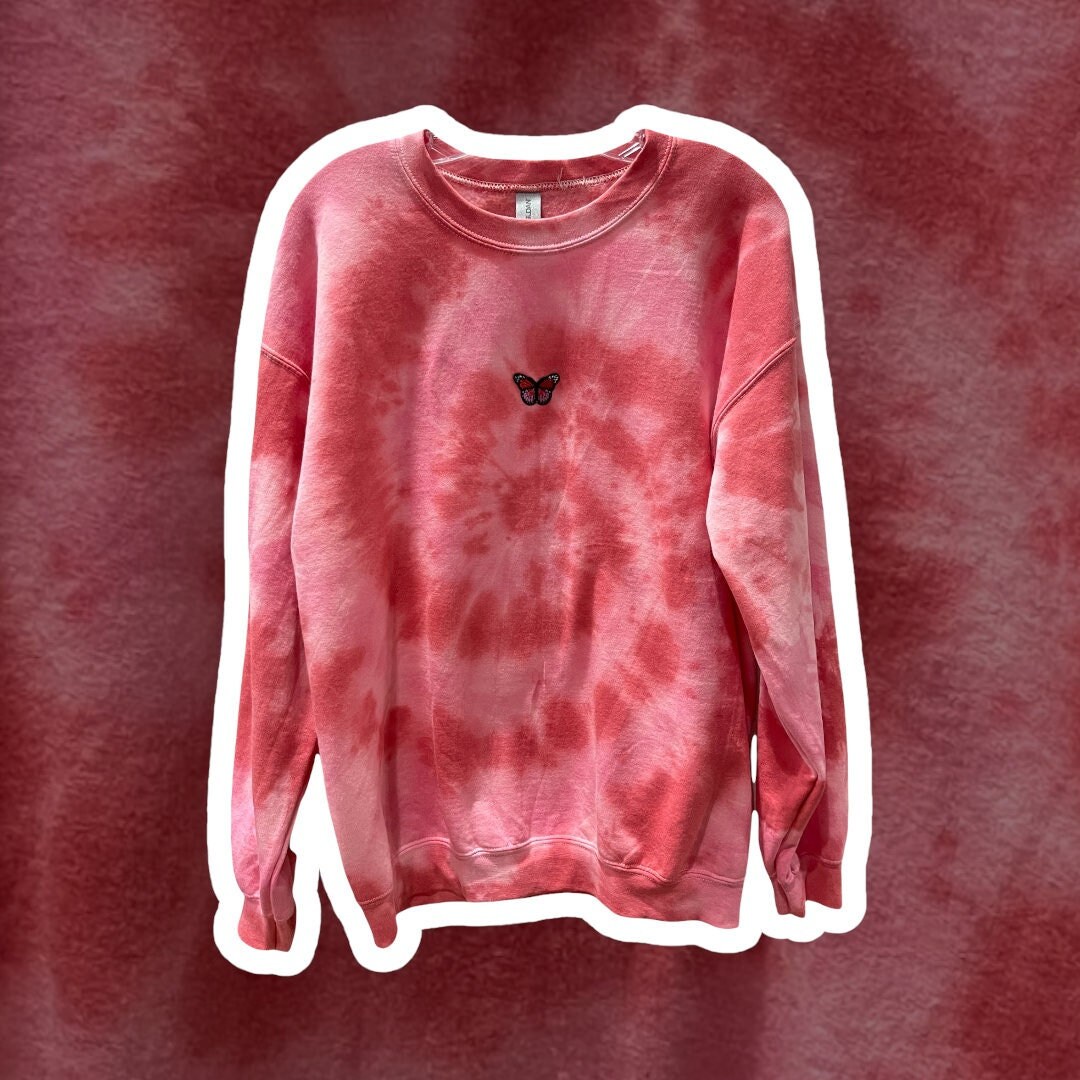 Pink Red Tie Dye Cotton Sweatshirt Etsy