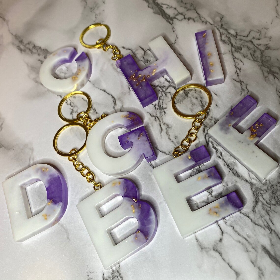 Resin Letter Keyrings/Keychain Dual Colour Etsy