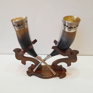 Viking drinking horns handcrafted, perfect for Viking-themed mead hall or as Norse-inspired gifts, Viking home decor and Viking wedding.