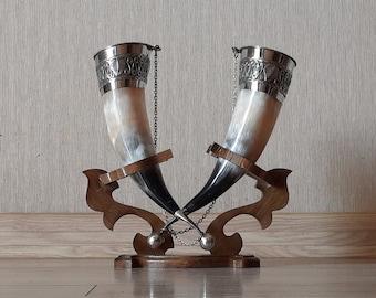 Viking wedding Horn, personalized Drinking horn with stand, for Groomsmen, Wedding, Best Quality, ragnar, medieval wedding horn for drinking