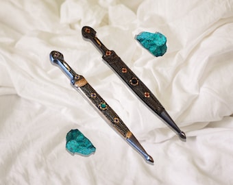 Handmade Fantasy Dagger: Engraved Sheath, Stone Inlay - Georgian Craft