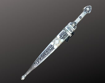 Handmade dagger, silver, decorative, souvenir, gift for women, Fantasy dagger with intricate filigree, Elegant and stunning dagger.