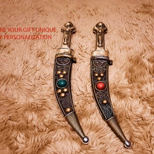 Ottoman daggers set, handmade, Medieval (scimitar, yatagan)-styl, with ornate sheath. (unsharpened blade), uniqe personalized gifts for him.