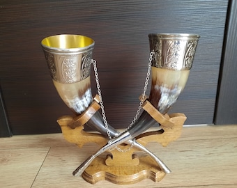 Drinking Horn. personalized Viking Drinking horn with stand, for Wedding, Groomsmen, Best Quality, Ragnar, medieval wedding horn for drink
