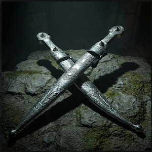 Silver-plated dagger, souvenir, with ornaments, handmade