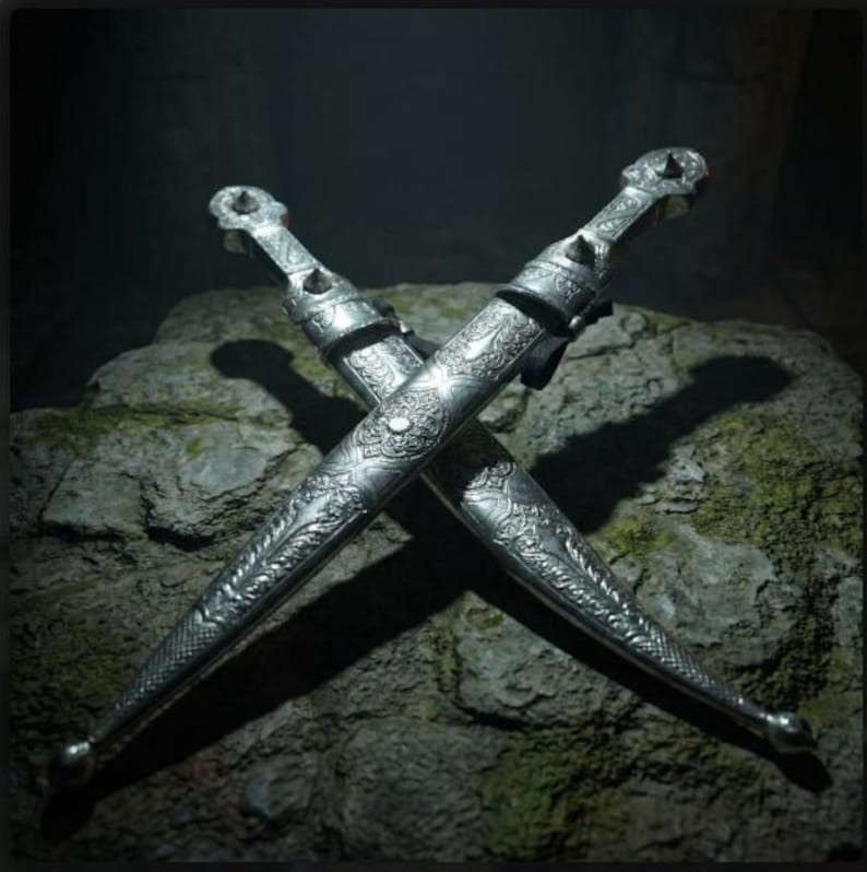 Silver-plated dagger, souvenir, with ornaments, handmade