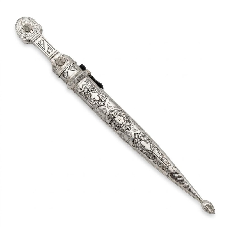 Silver-plated dagger, souvenir, with ornaments, handmade