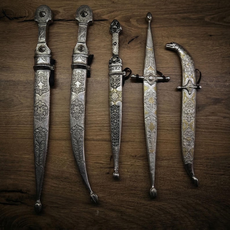 Silver-plated dagger, souvenir, with ornaments, handmade