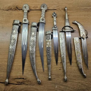 Silver-plated dagger, souvenir, with ornaments, handmade