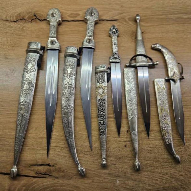 Silver-plated dagger, souvenir, with ornaments, handmade
