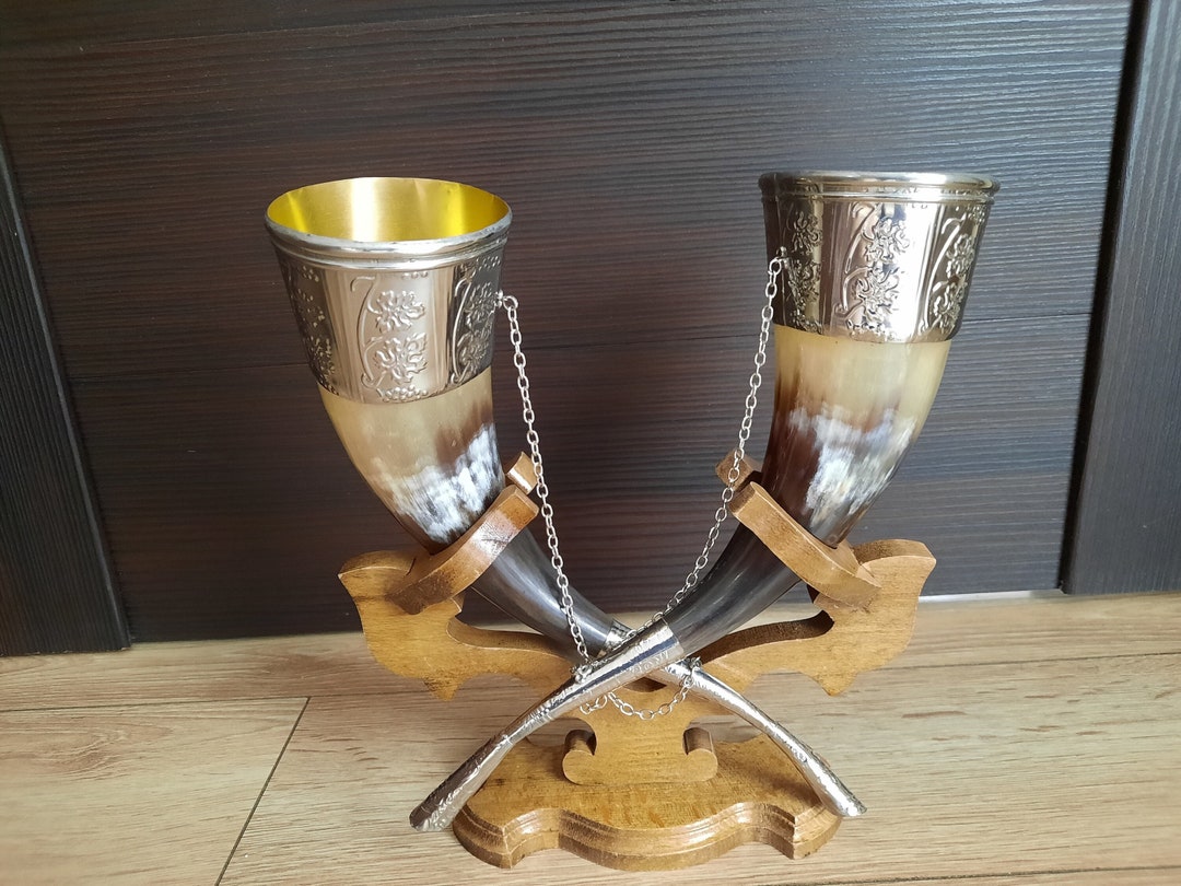 Drinking Horn. Personalized Viking Drinking Horn With Stand, for ...