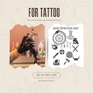 Viking Tattoo Flash Sheet – Norse Mythology Tattoo Design – Printable Tattoo Art – Digital Download
