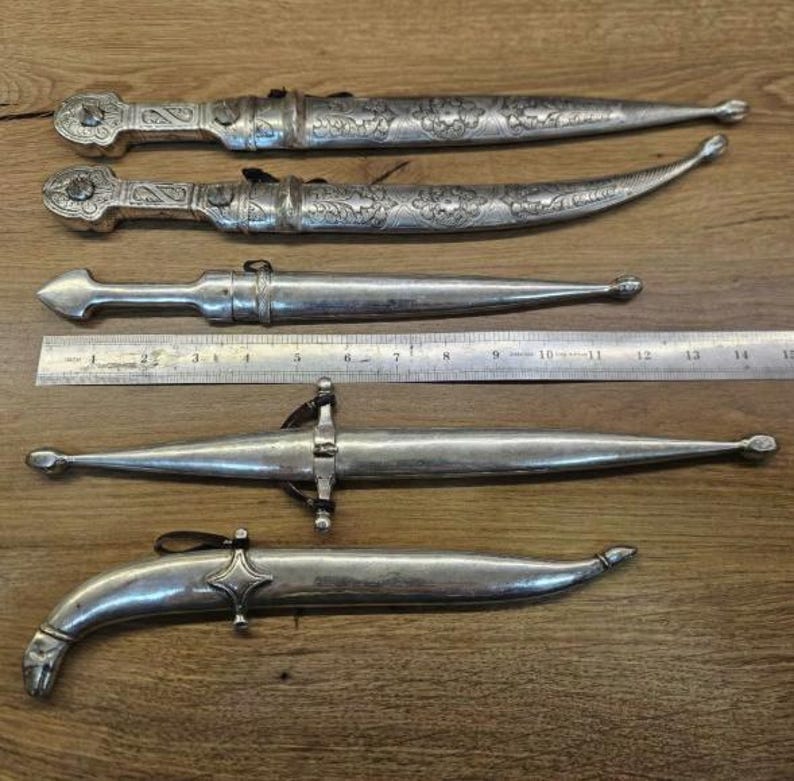 Silver-plated dagger, souvenir, with ornaments, handmade