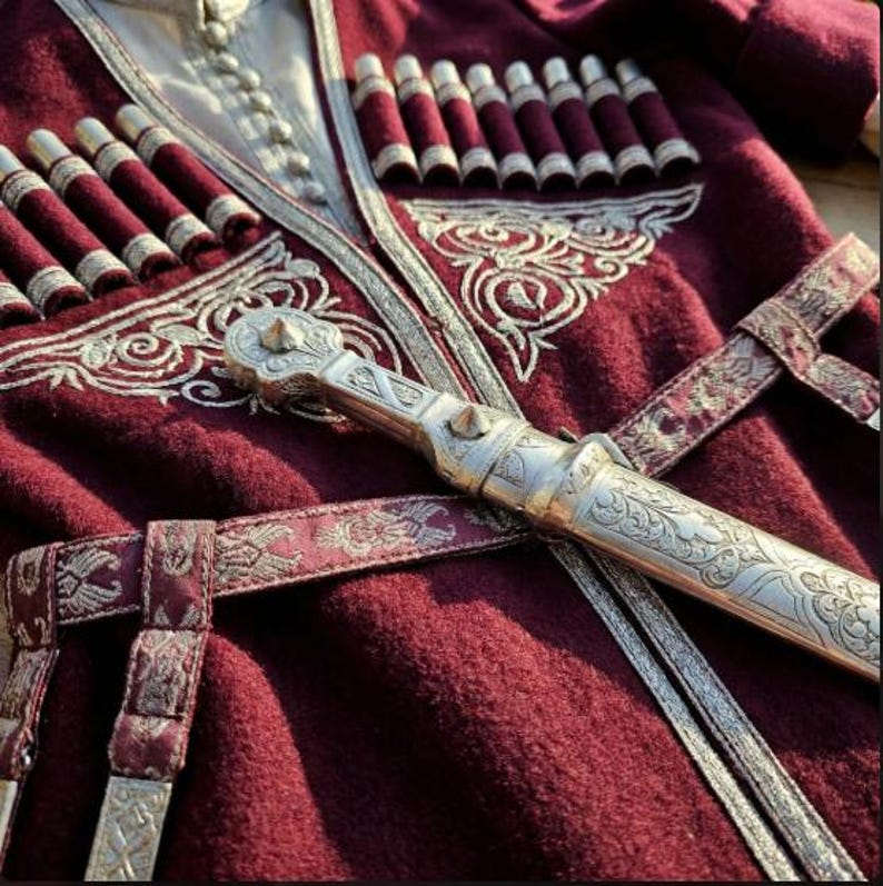 Silver-plated dagger, souvenir, with ornaments, handmade
