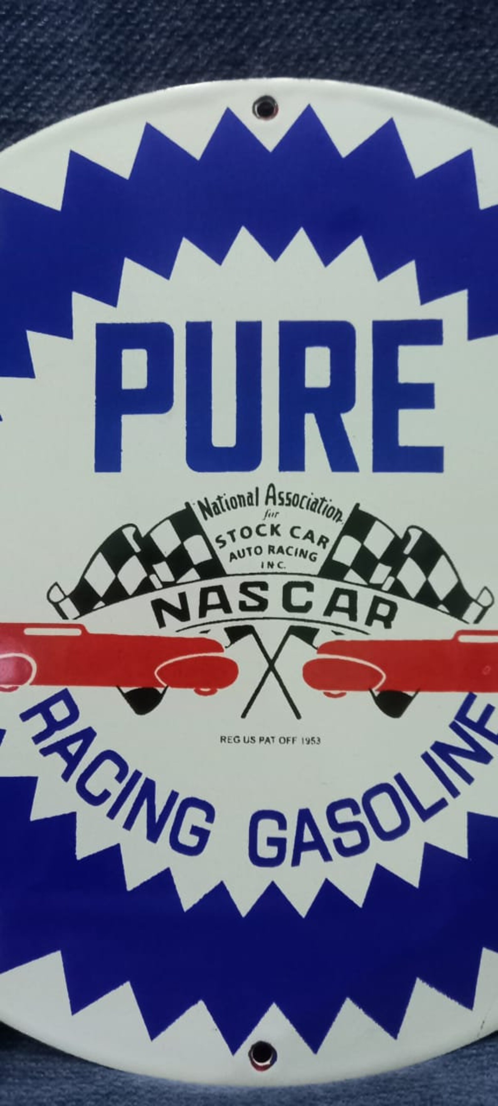PURE RACING GASOLINE Porcelain Enamel Sign Board Round 11.75 Etsy