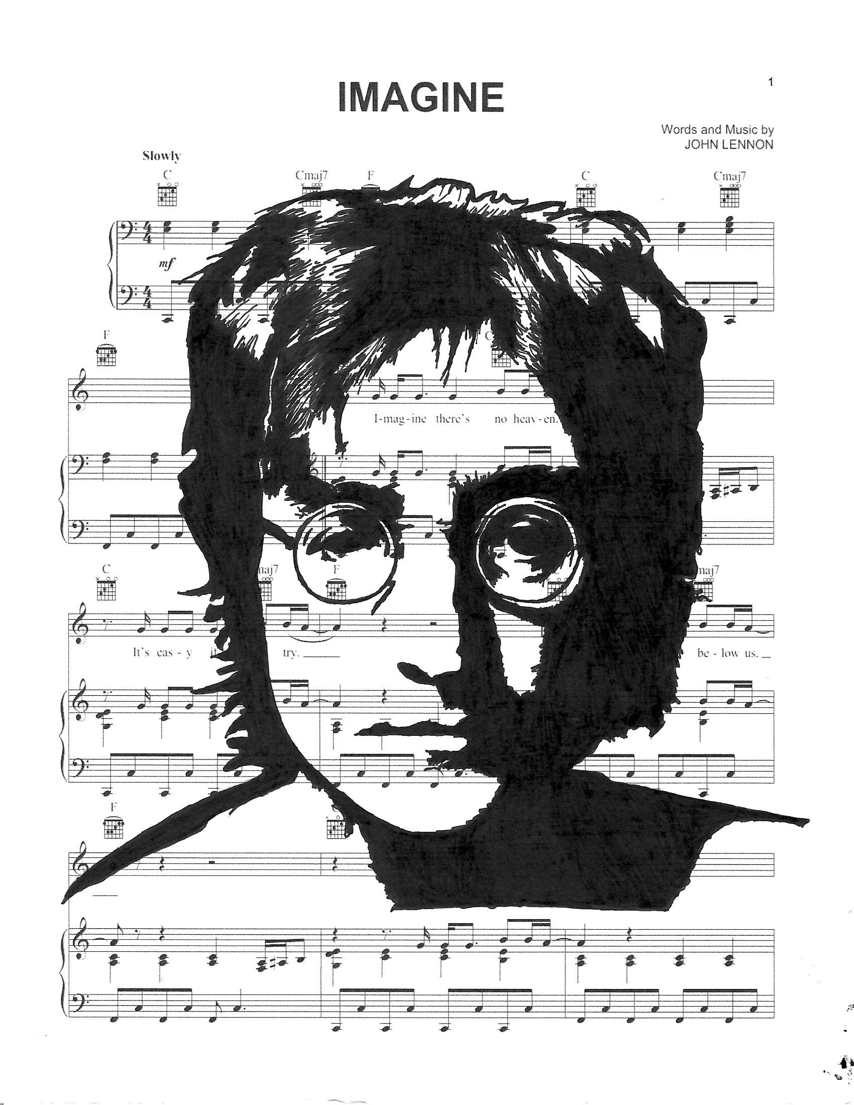 8.5x11 John Lennon Imagine Song Sheet Music Art print | Etsy