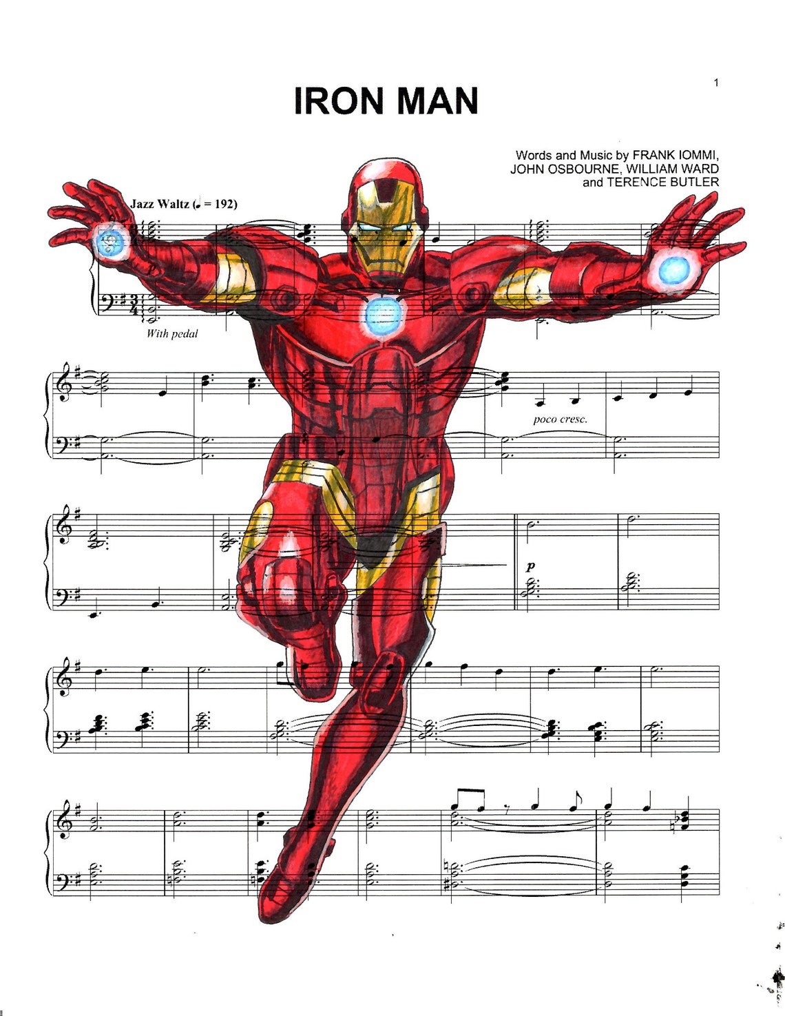 8.5x11 Iron Man Avengers Black Sabbath Song Sheet Music Art | Etsy