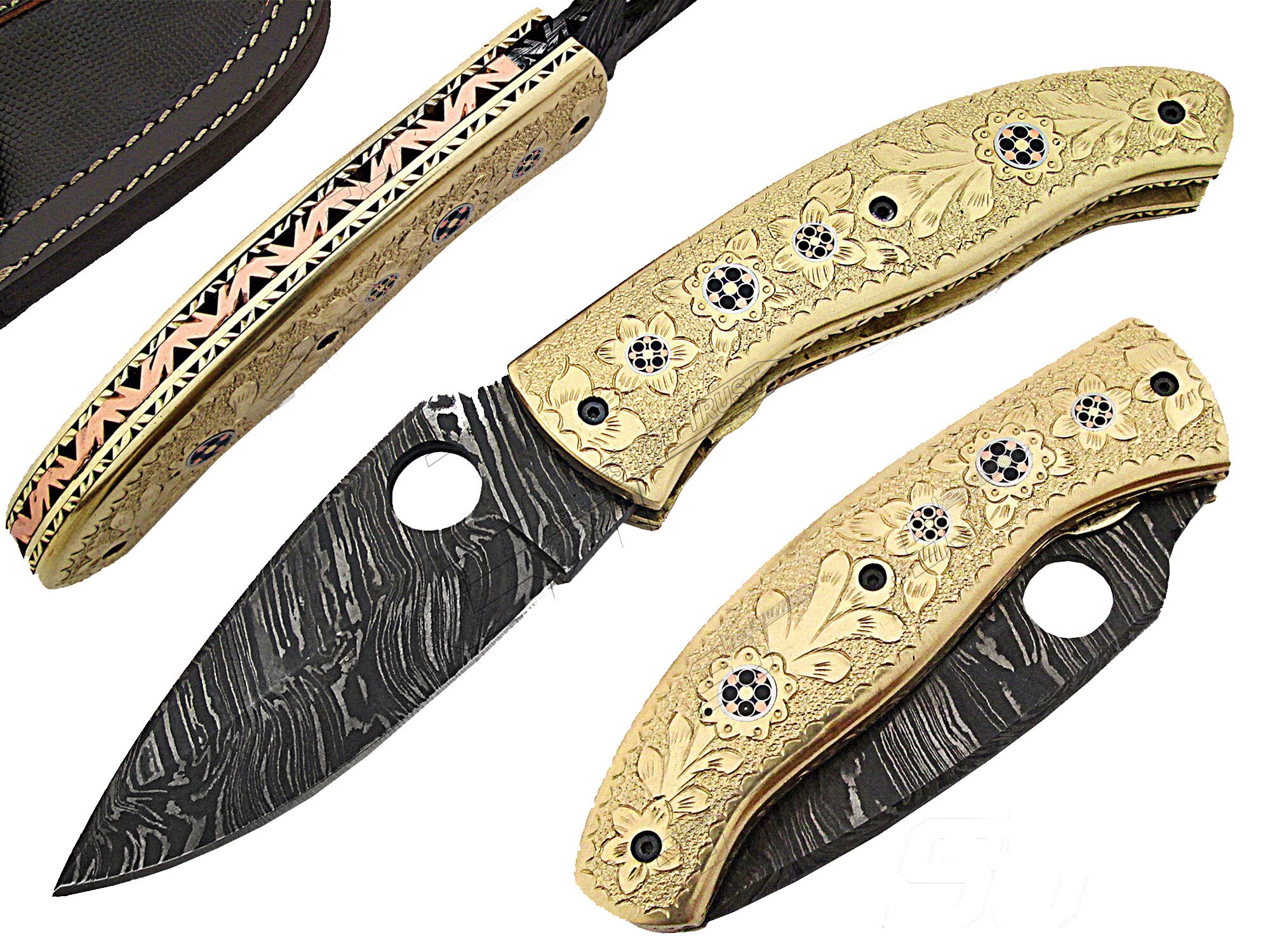 Damascus Steel Pocket/Folding Knife Etsy
