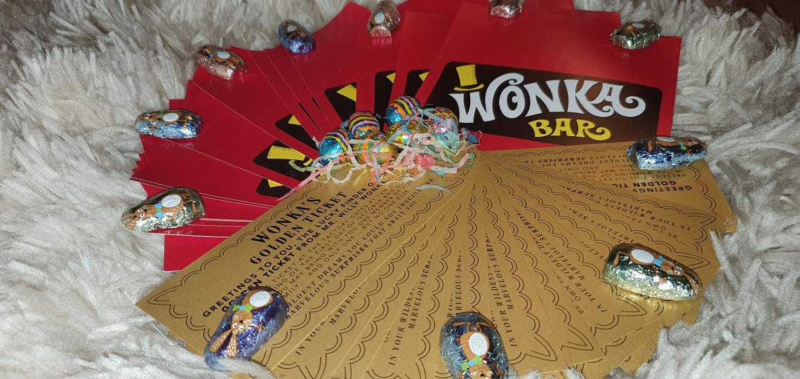 Ou Acheter Du Chocolat Wonka En France 100x Willy Wonka Wrappers plus 100x Willy Wonka Billets | Etsy
