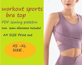 A4size  and us letter sewing pattern . wonder sports bra. gifts for her. workout bra pattern. yoga bra top. sports top . tank top casual.