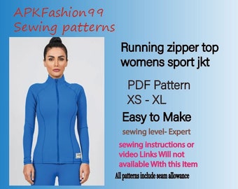 A4 size  and  letter pdf print pattern . sport wear jkt. women's wear pattern . pdf pattern-women's gym zipper top. running top pattern.pdf