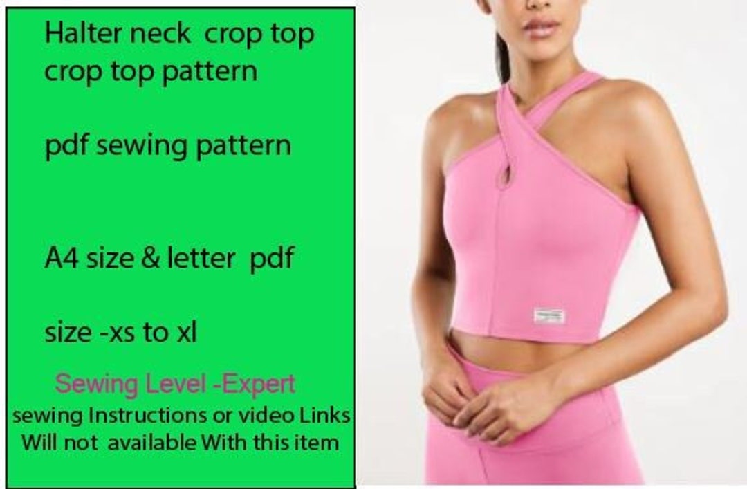 Pdf Sewing Pattern .halter Neck Crop Top. Crop Top Pattern. Yoga Tops