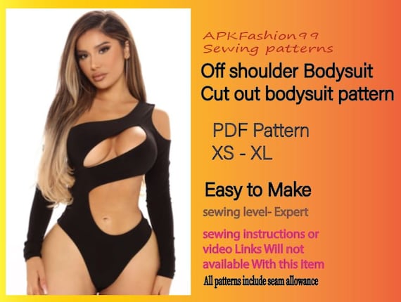 Pdf Pattern . Cutting Close off Shoulder Bodysuit. Body Suit. off