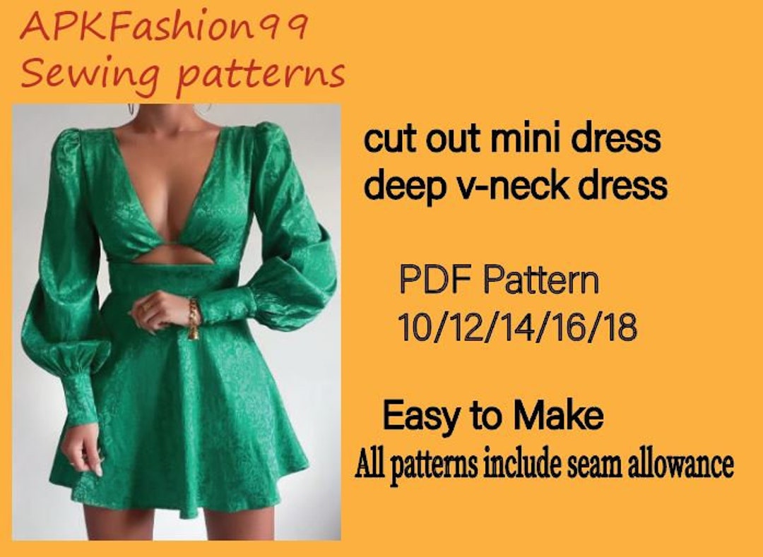 A4 and Letter Pdf Patter. Mini Dress. Long Sleeve Dress. Summer Dress ...