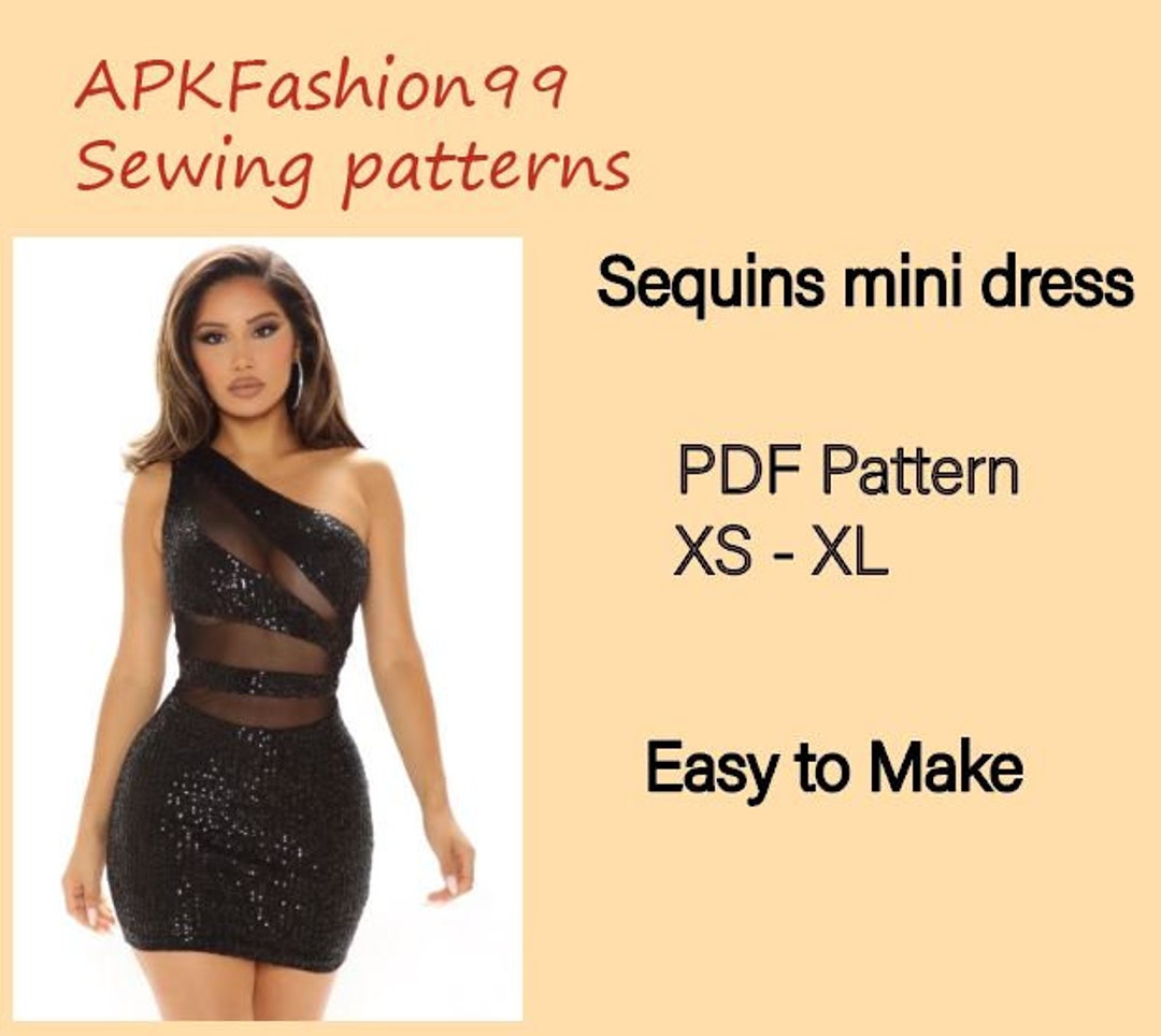 Pdf Sewing Pattern.cut Out Dress. Mini Dress. Sequins Mini Dress. Sexy ...