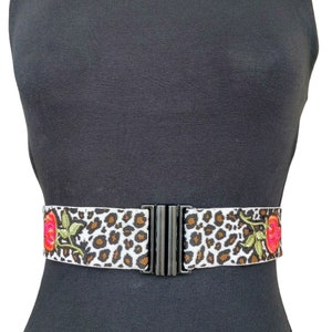 Leopard belt,Handmade elastic belt,roses , corset belt, dress belt, waist belt, stretchy belt,  fashion belt, gift for her, cinched belt