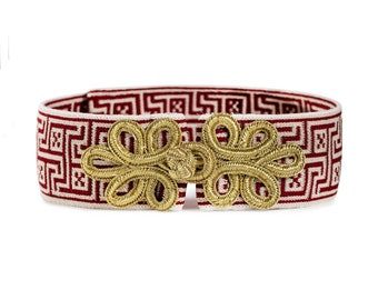 « Ceinture stretch faite main, ceinture rouge, boucle dorée, ceinture, ceinture pour femme, accessoire tendance, cadeau pour elle » par tzavedesigns