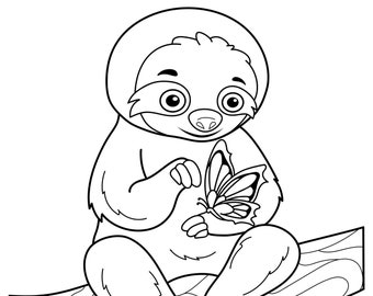 sloth coloring book sloth coloring pages printable coloring etsy