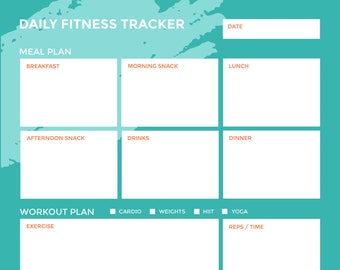 Daily Fitness Tracker, Fitness Planner, Daily Workout Planner, Printable Fitness Tracker, Fitness Planner Page, Water Intake Tracker