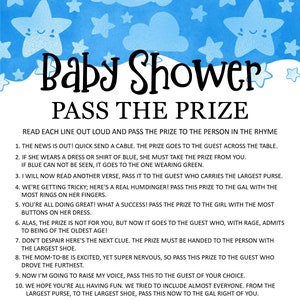 Pass the Prize Baby Shower Game, Baby Shower Game Printable, Baby Boy