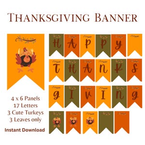 Printable Thanksgiving Banner: Festive Happy Thanksgiving Decor for Parties and Celebrations - Instant Download