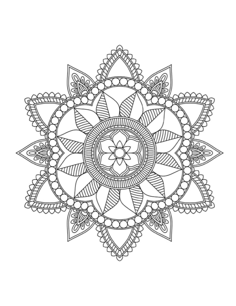 Mandala, Mandala-Malvorlagen, druckbare Mandala-Seite, druckbare Malvorlagen, Mandalas, Malvorlagen für Erwachsene, Mandala-Malvorlagen Bild 5