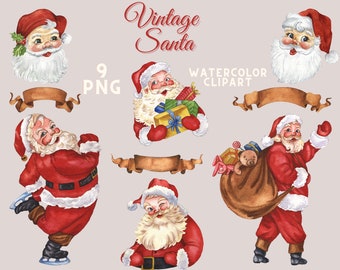 Vintage Santa Clipart, Santa Clipart, Christmas Clipart, Vintage Santa, Santa, Clipart, Christmas, Vintage Christmas Clipart, Xmas Clipart