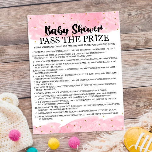 Pass the Prize Baby Shower Game Printable - Etsy