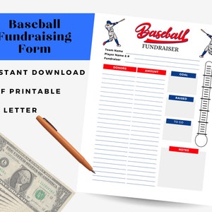 Raccolta fondi per il baseball, modulo di raccolta fondi per il baseball giovanile