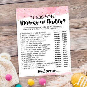 Baby Shower Game, Baby Shower Game Printable, Guess Who Game, Baby Girl Shower Printable, Fun Baby Shower Game, Baby Shower Games, Games