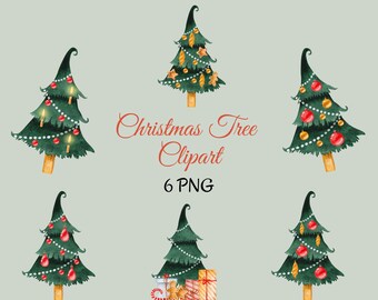 Christmas Tree Clipart, Watercolor Christmas Tree Clipart, Christmas Clipart, Watercolor Christmas Clipart, Digital Clip Art, Christmas, PNG