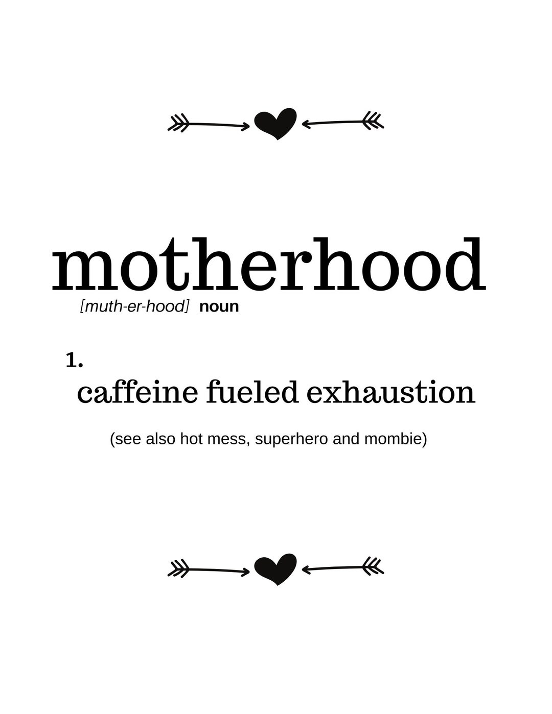 Motherhood Definition Print, Motherhood Definition Printable, Mother's