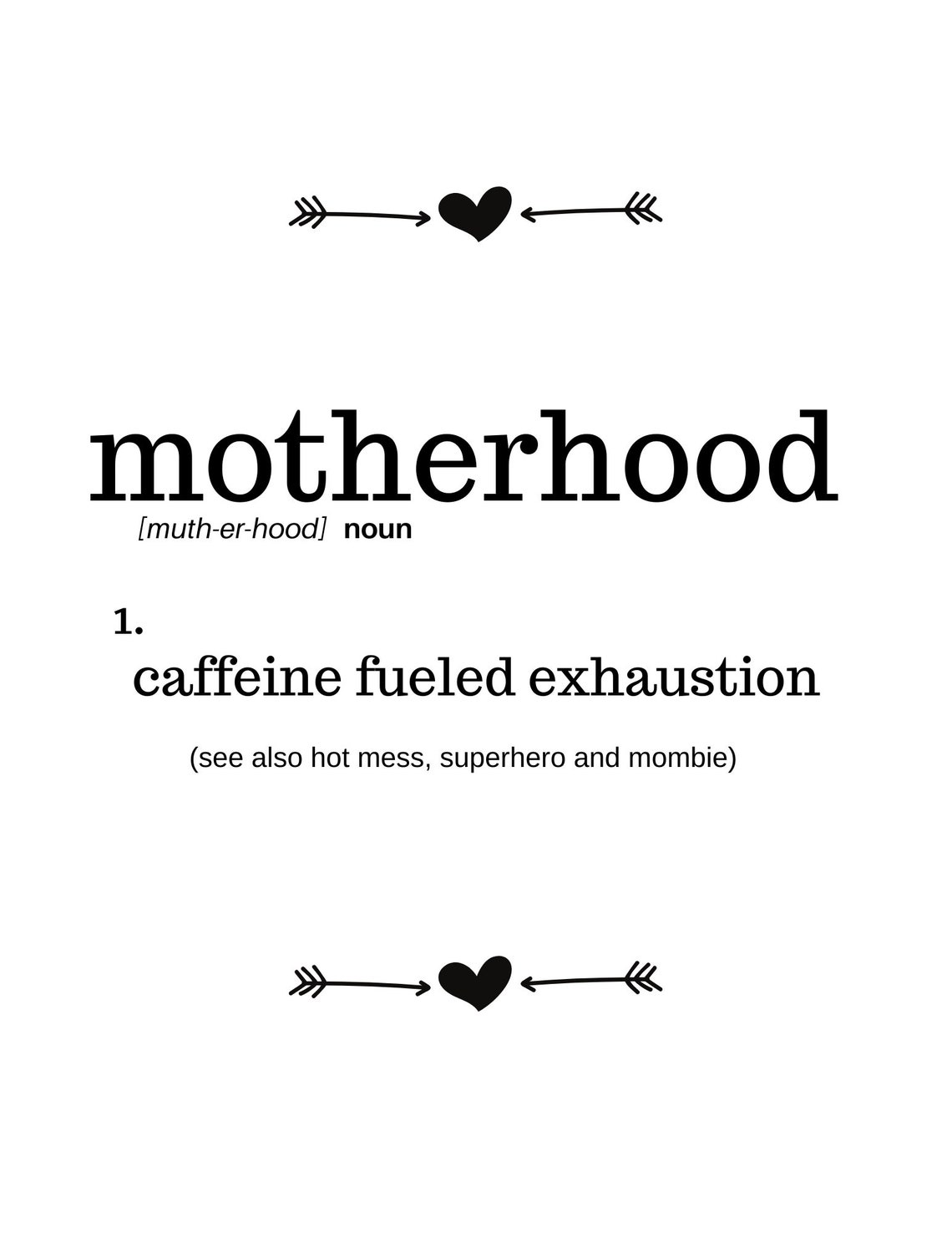 Motherhood Definition Print, Motherhood Definition Printable, Mother's