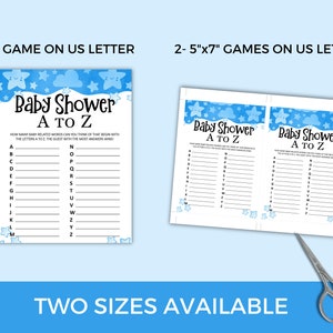 Baby Shower A Z Game, Baby Shower Game Printable, Baby Boy Shower Game ...