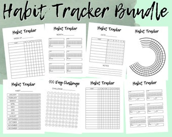 Habit Tracker, Habit Tracker Bundle, Printable Habit Tracker, Printable, Printable Habit Tracker Bundle, Habit Wheel, Instant Download