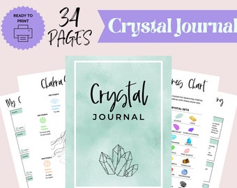Printable Crystal Journal Workbook | Crystal Healing Tracker | Chakra & Intention Pages | Instant Download | Crystal Log Worksheets