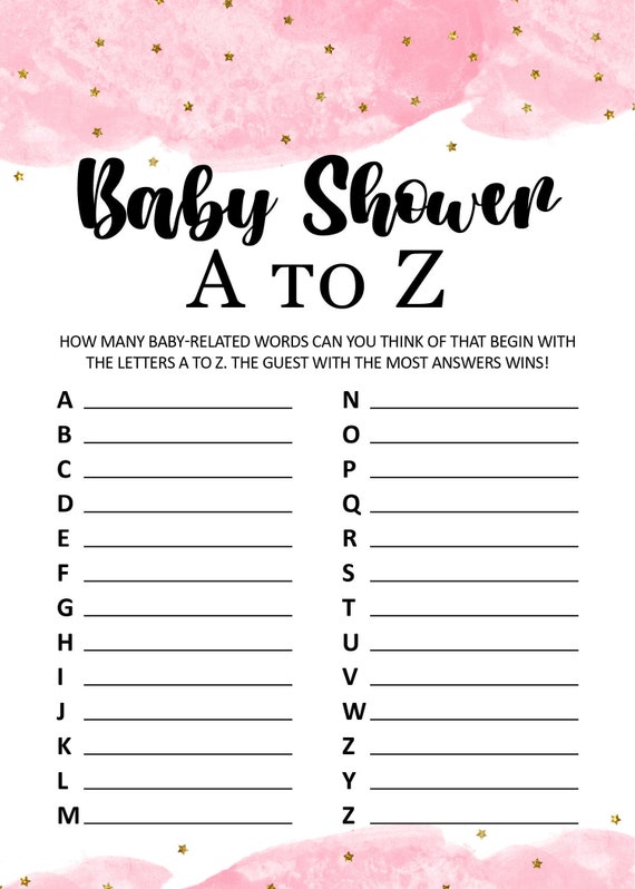 Pink Baby Shower Game Baby A to Z Baby Shower Game - Etsy