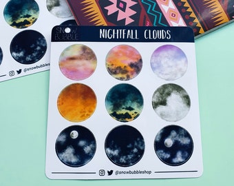 Nightfall clouds sticker sheet | Bullet journal, Planner | Glossy, Waterproof