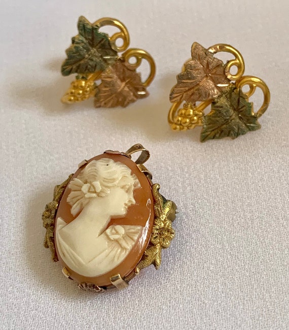Black Hills Gold Earrings and Ostby Barton Cameo