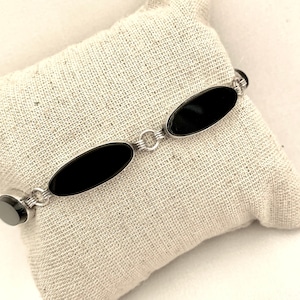 Mexican Silver Onyx Link Bracelet